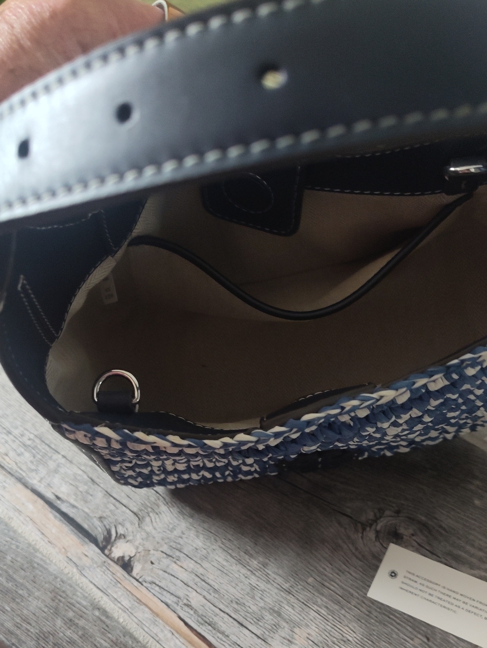 Tory Burch Navy and Off White Woven Shoulder Hobo - Picture 5 of 10